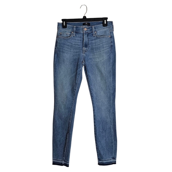 7 For All Mankind The Ankle Skinny Blue Jeans 27 Preowned - Picture 1 of 9